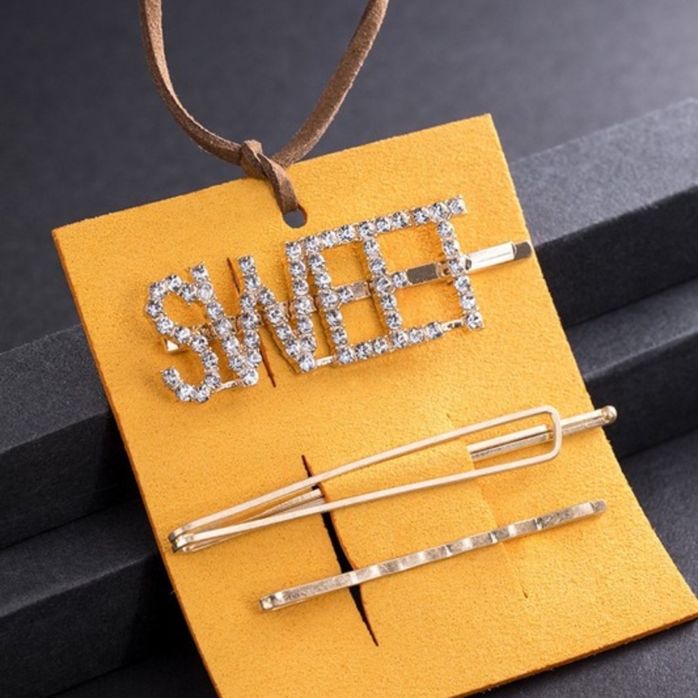 Rhinestone 'Sweet' Hair Clip Set